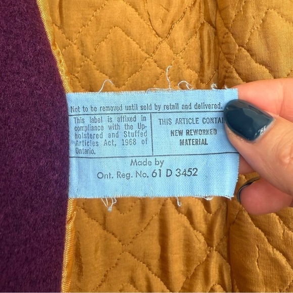 Vintage 1970s Belted Mod Pea Coat Size Small Purple Wool Blend Funky Retro - Picture 8 of 12